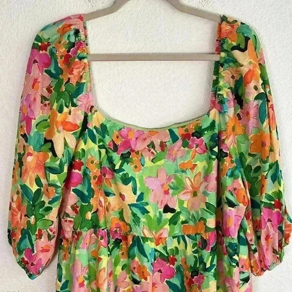 NWT Sanctuary Green Scoop Neck Boho Floral Midi Dress Size XL - Picture 5 of 11